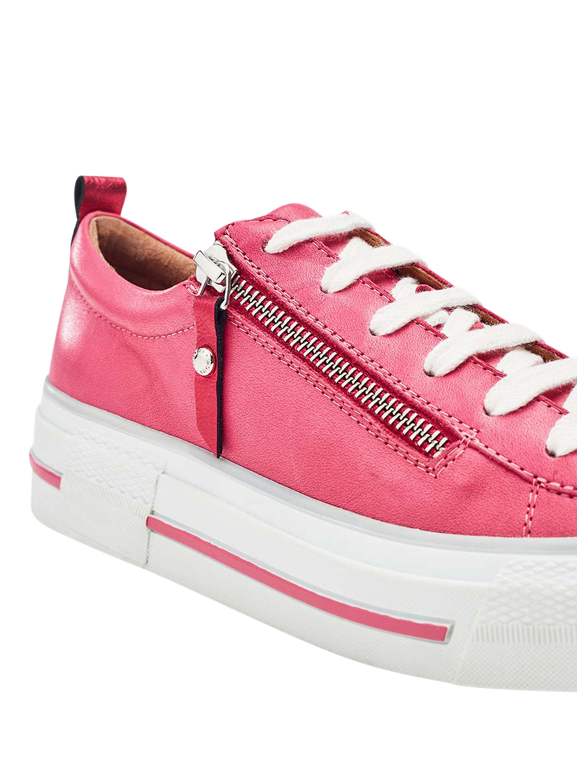 Product image 4 of 4, which shows Moda in Pelle Filcian Leather Zip Trainers, Pink, 3