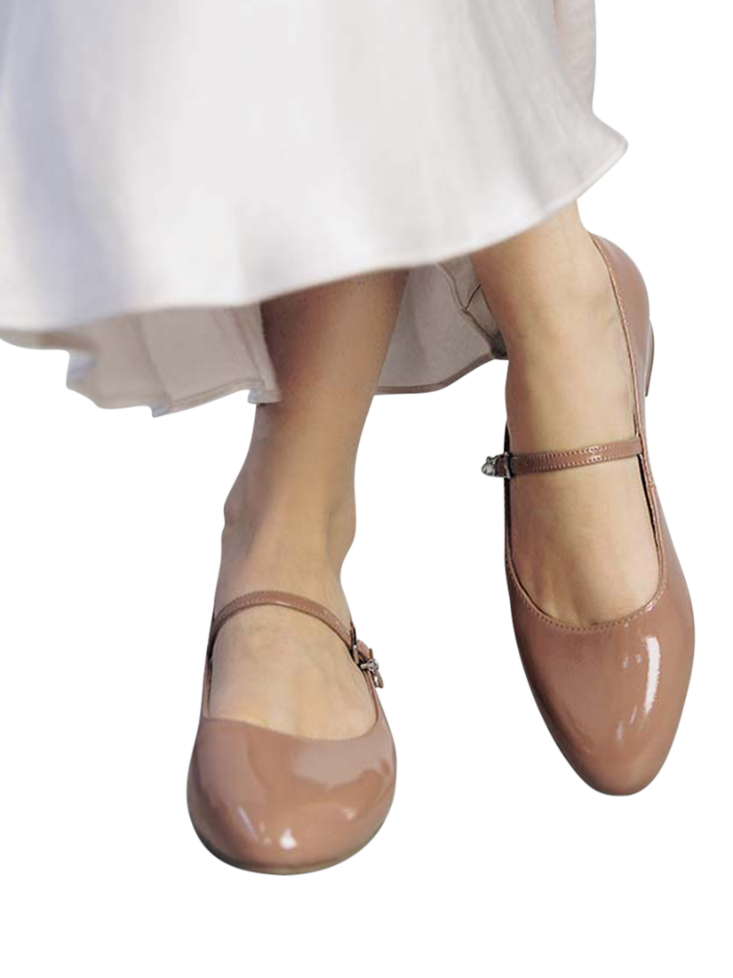 Product image 2 of 5, which shows Moda in Pelle Florentin Patent Leather Mary Jane Shoes, Cameo, 3