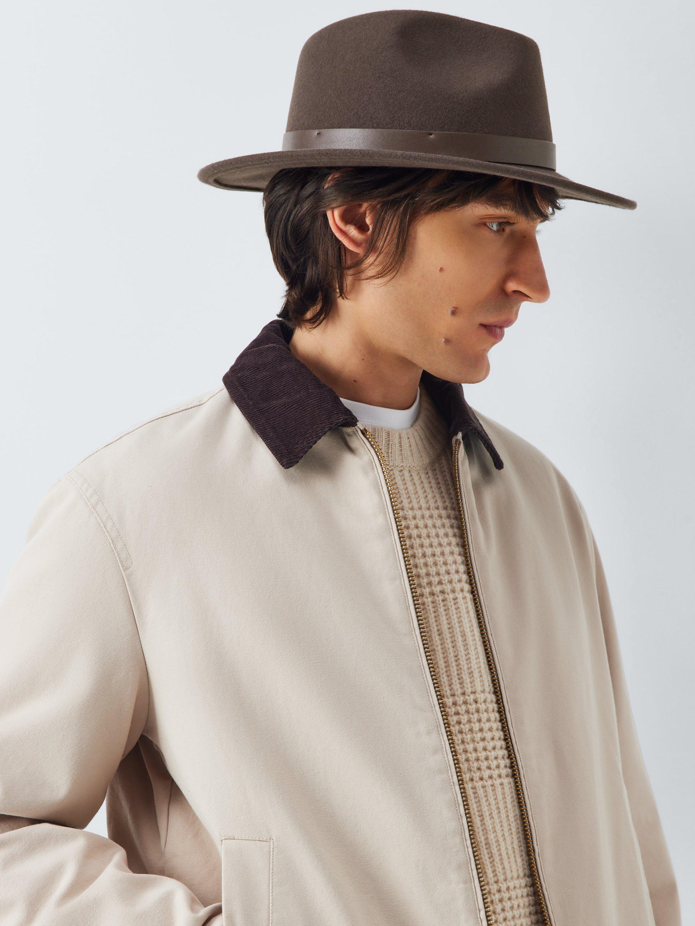Product image 4 of 4, which shows John Lewis Wool Felt Fedora, Brown, L-XL