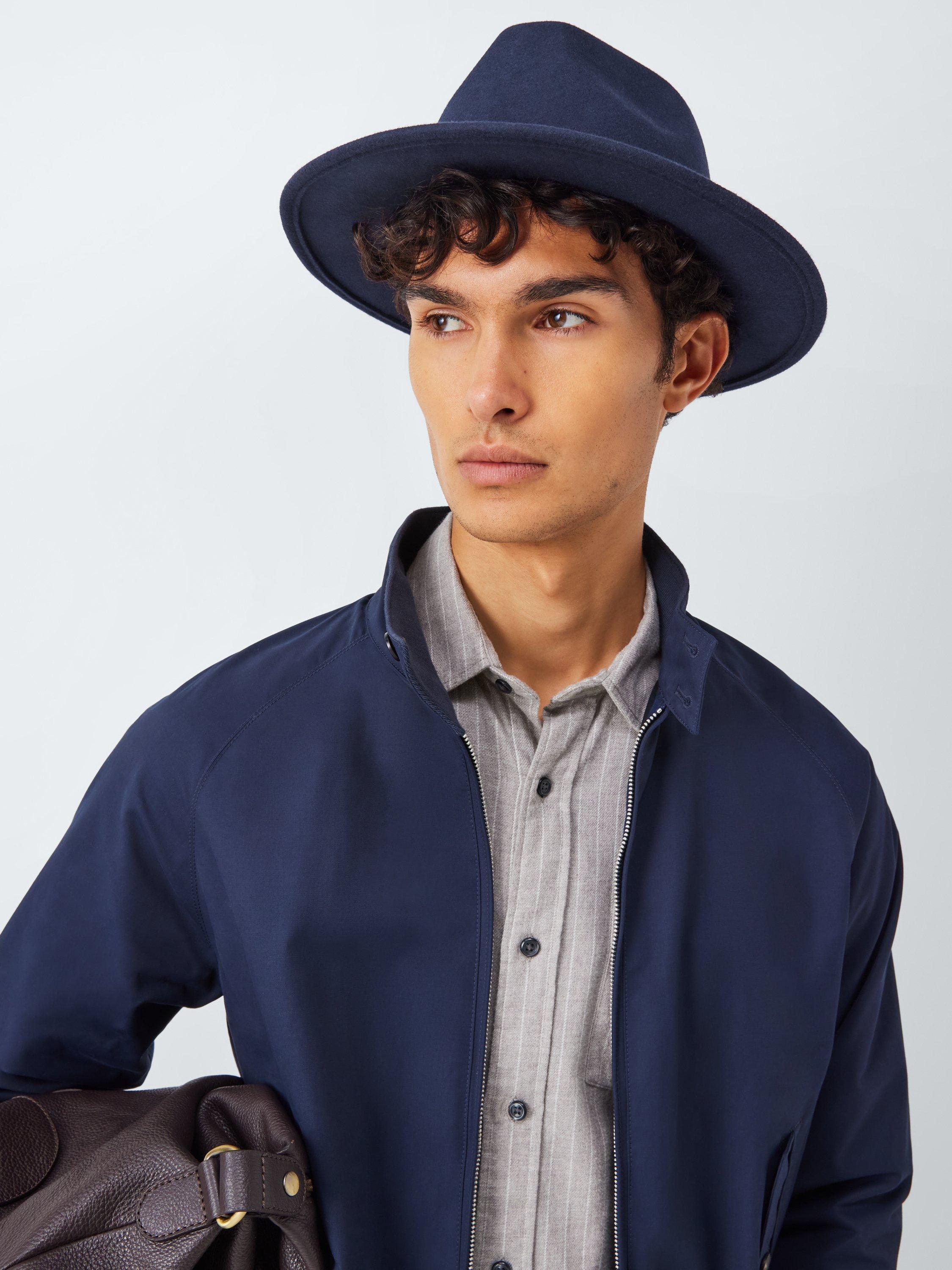 Product image 1 of 4, which shows John Lewis Wool Felt Fedora, Navy, L-XL