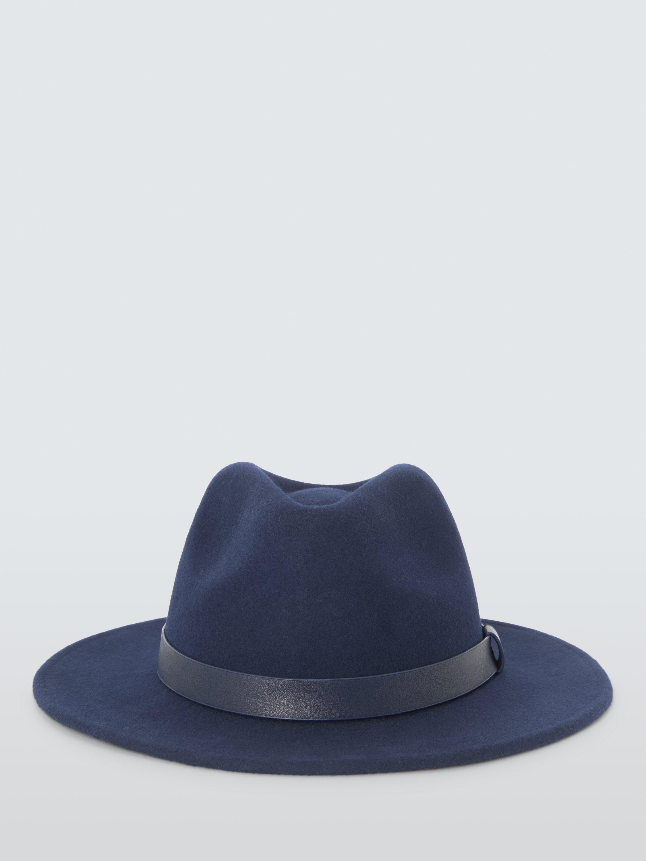 Product image 2 of 4, which shows John Lewis Wool Felt Fedora, Navy, L-XL