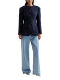 Malina Carol Wool Blend Fitted Blazer, Dark Blue
