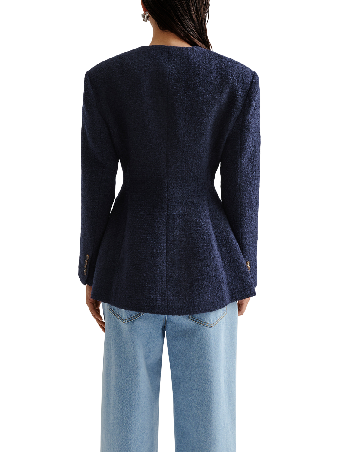 Product image 2 of 5, which shows Malina Carol Wool Blend Fitted Blazer, Dark Blue, XS