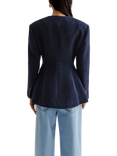Malina Carol Wool Blend Fitted Blazer, Dark Blue