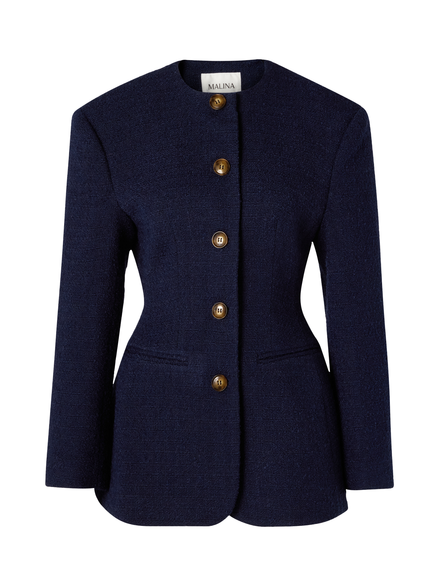 Product image 5 of 5, which shows Malina Carol Wool Blend Fitted Blazer, Dark Blue, XS