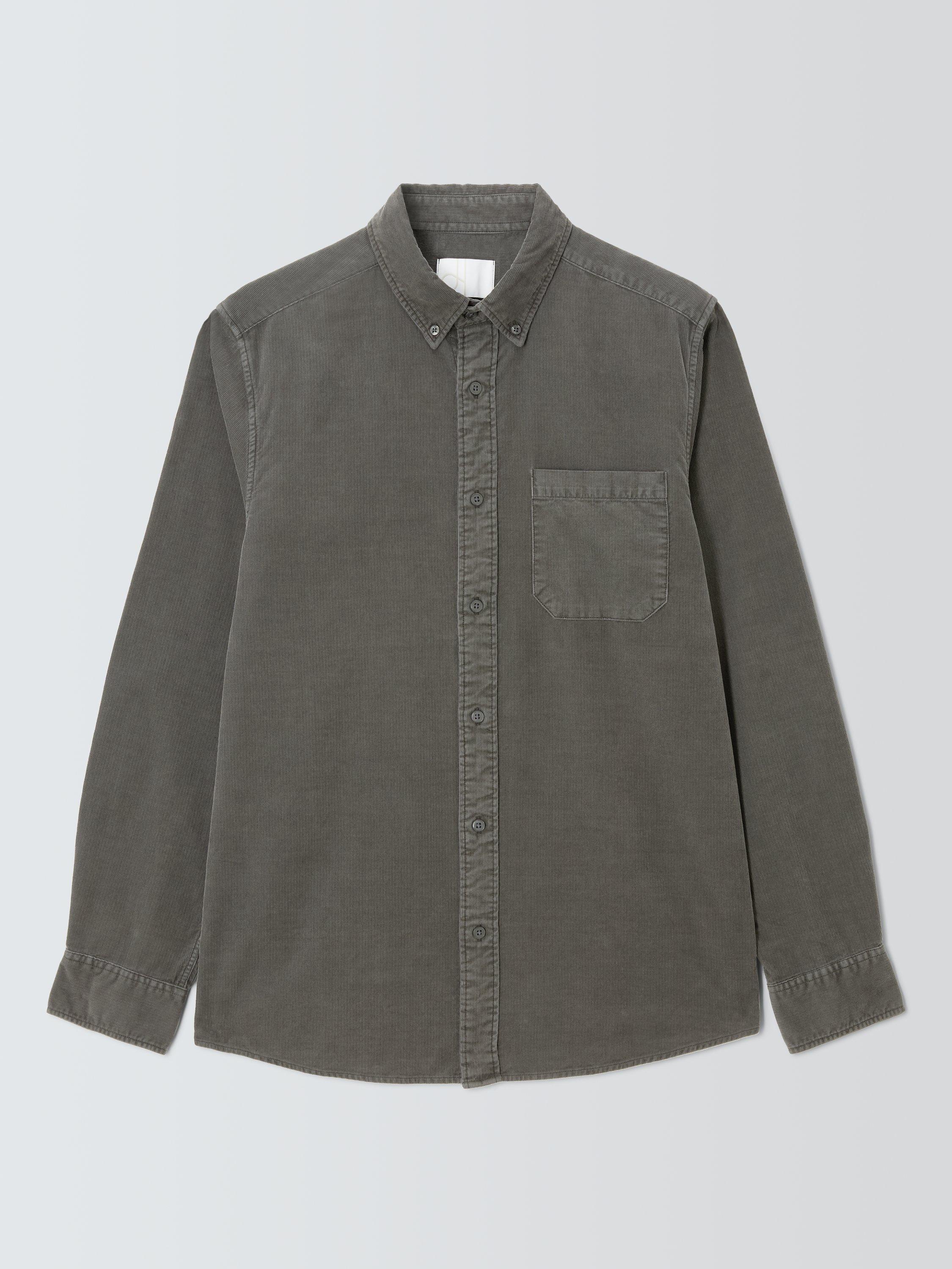 Product image 4 of 6, which shows John Lewis Regular Fit Button Down Collar Corduroy Shirt, Asphalt, M