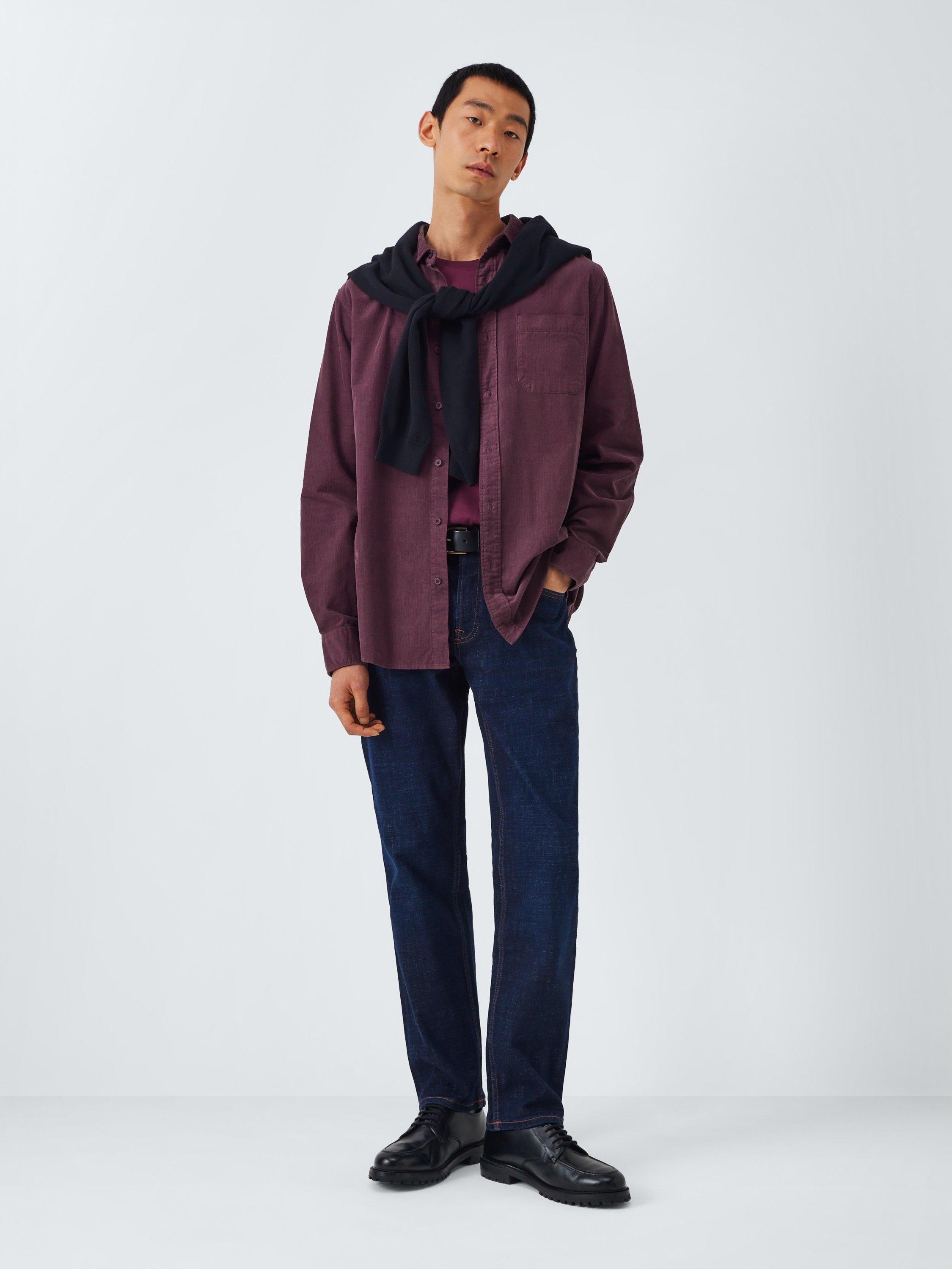 Product image 3 of 6, which shows John Lewis Regular Fit Button Down Collar Corduroy Shirt, Fig, L