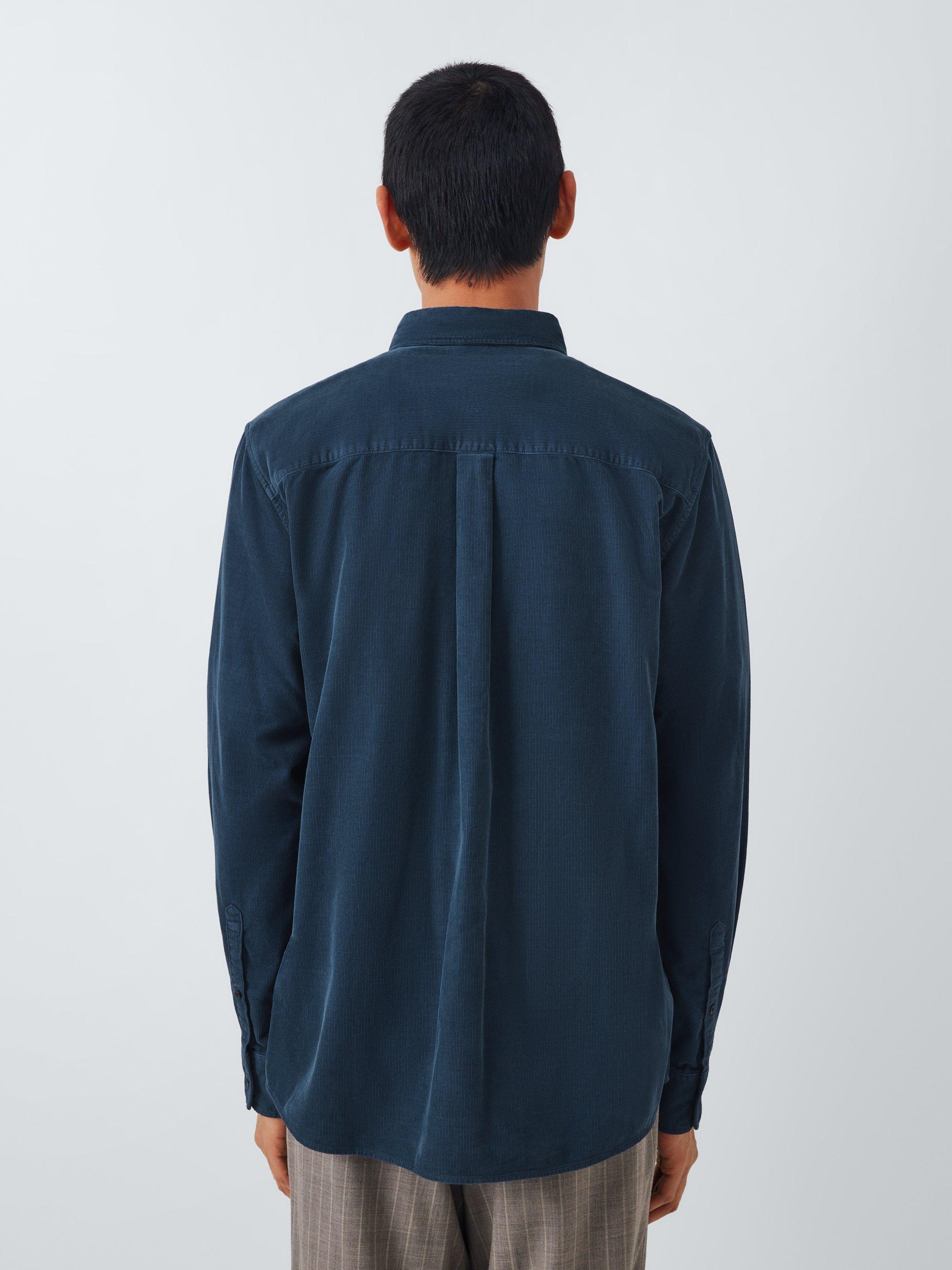 Product image 2 of 6, which shows John Lewis Regular Fit Button Down Collar Corduroy Shirt, Mood Indigo, XL