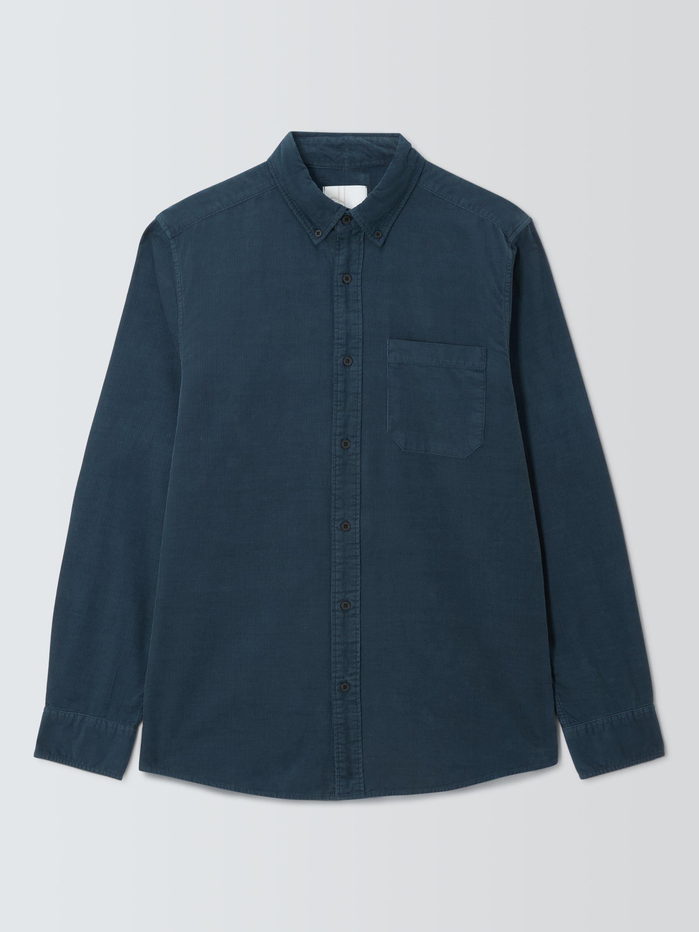Product image 4 of 6, which shows John Lewis Regular Fit Button Down Collar Corduroy Shirt, Mood Indigo, XL