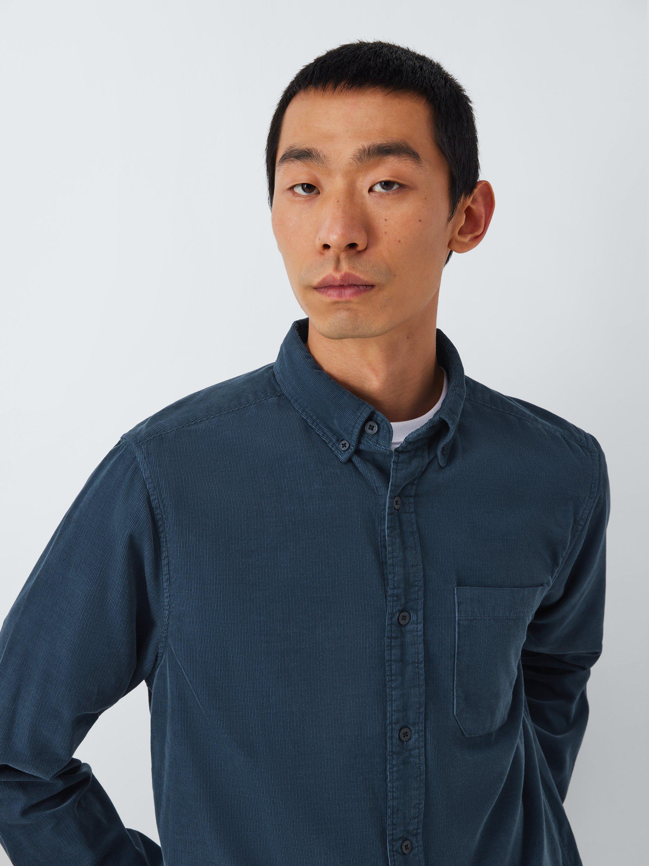 Product image 5 of 6, which shows John Lewis Regular Fit Button Down Collar Corduroy Shirt, Mood Indigo, XL