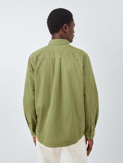 John Lewis Regular Fit Button Down Collar Corduroy Shirt - view 2, Olive Drab