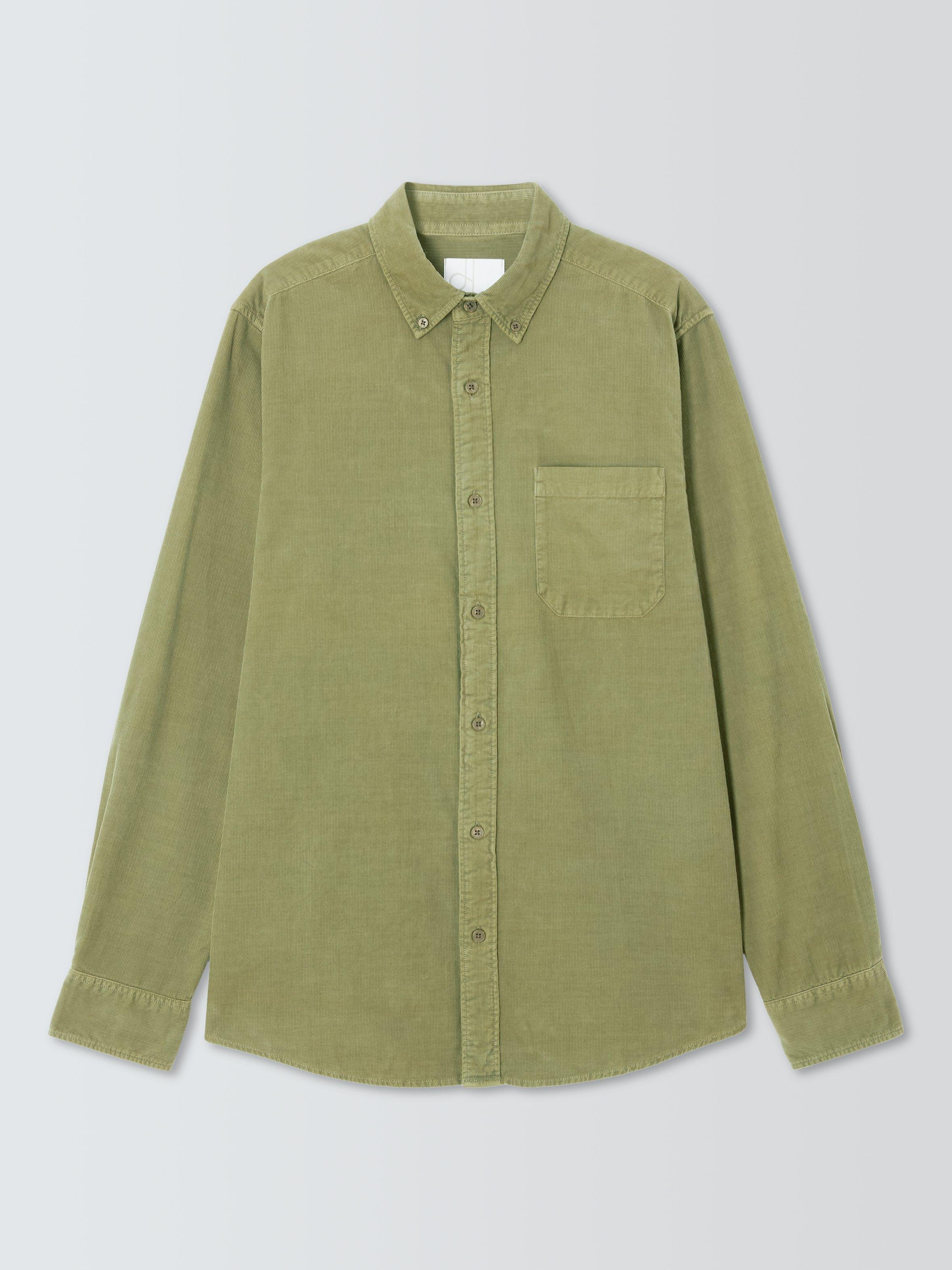Product image 4 of 6, which shows John Lewis Regular Fit Button Down Collar Fine Corduroy Shirt, Olive Drab, XL