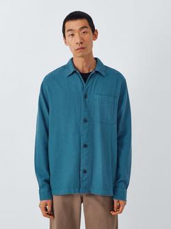 John Lewis Button Through Cotton Overshirt, Teal