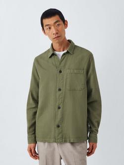 John Lewis Button Through Cotton Overshirt, Green