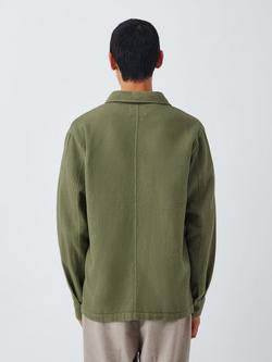 John Lewis Button Through Cotton Overshirt - view 2, Green