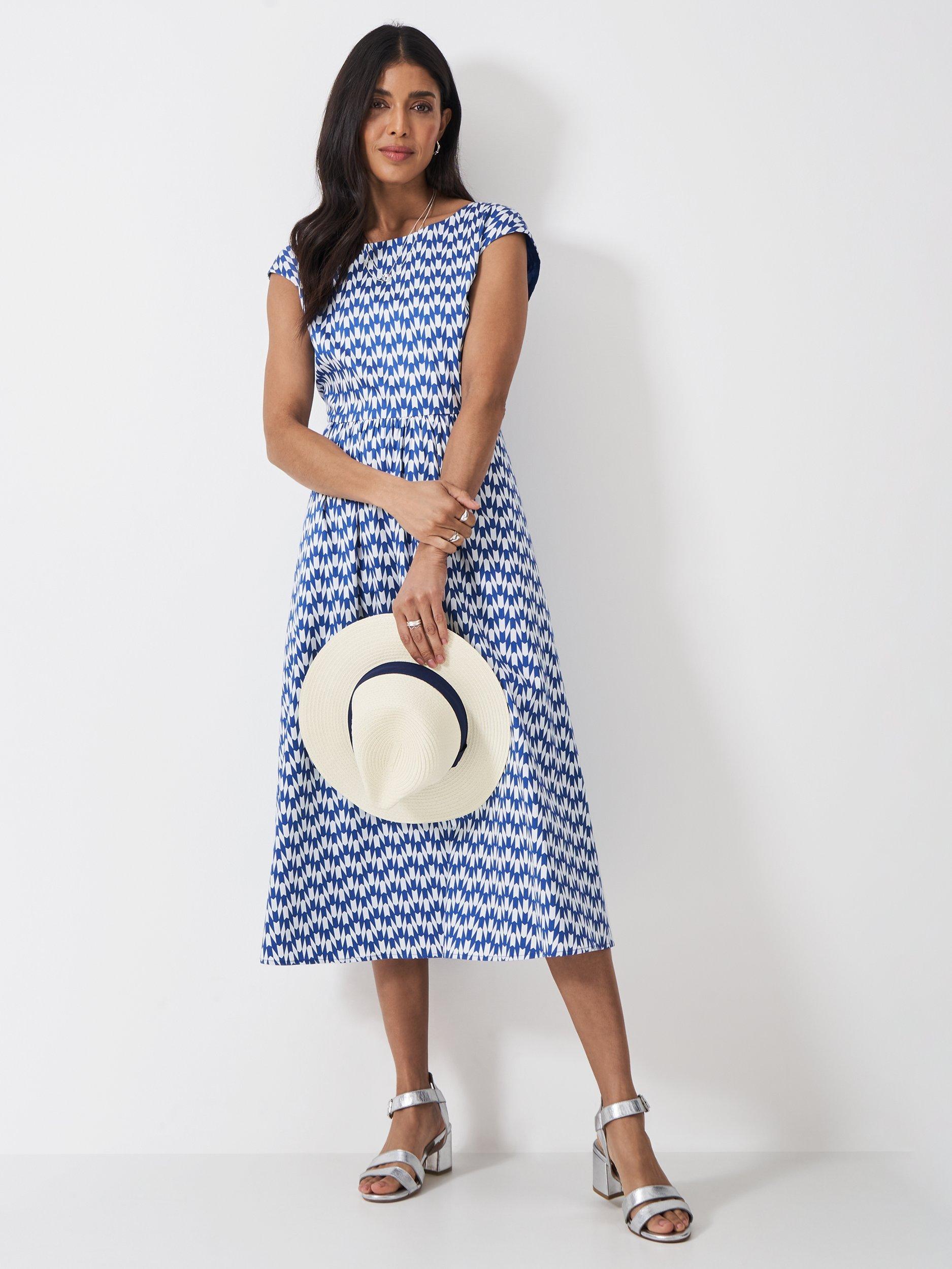 Product image 2 of 6, which shows Sleeveless Fit & Flare Dress, Dark Blue, 6
