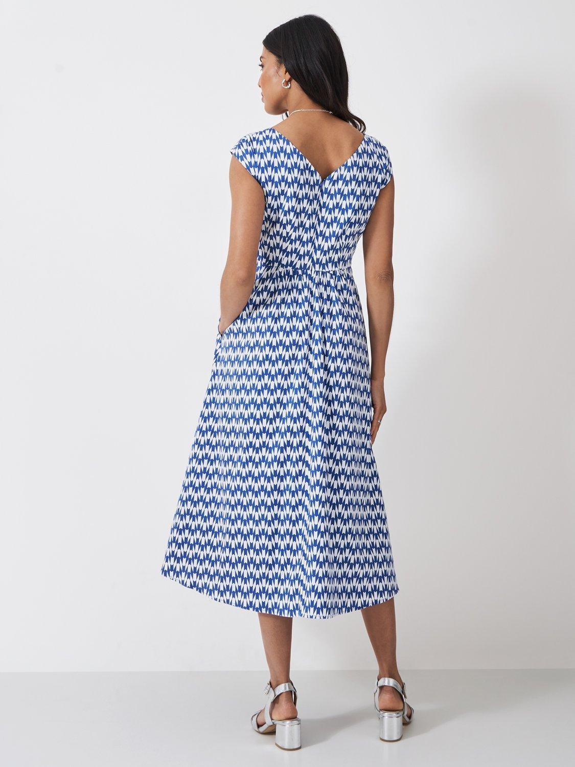 Product image 4 of 6, which shows Sleeveless Fit & Flare Dress, Dark Blue, 6
