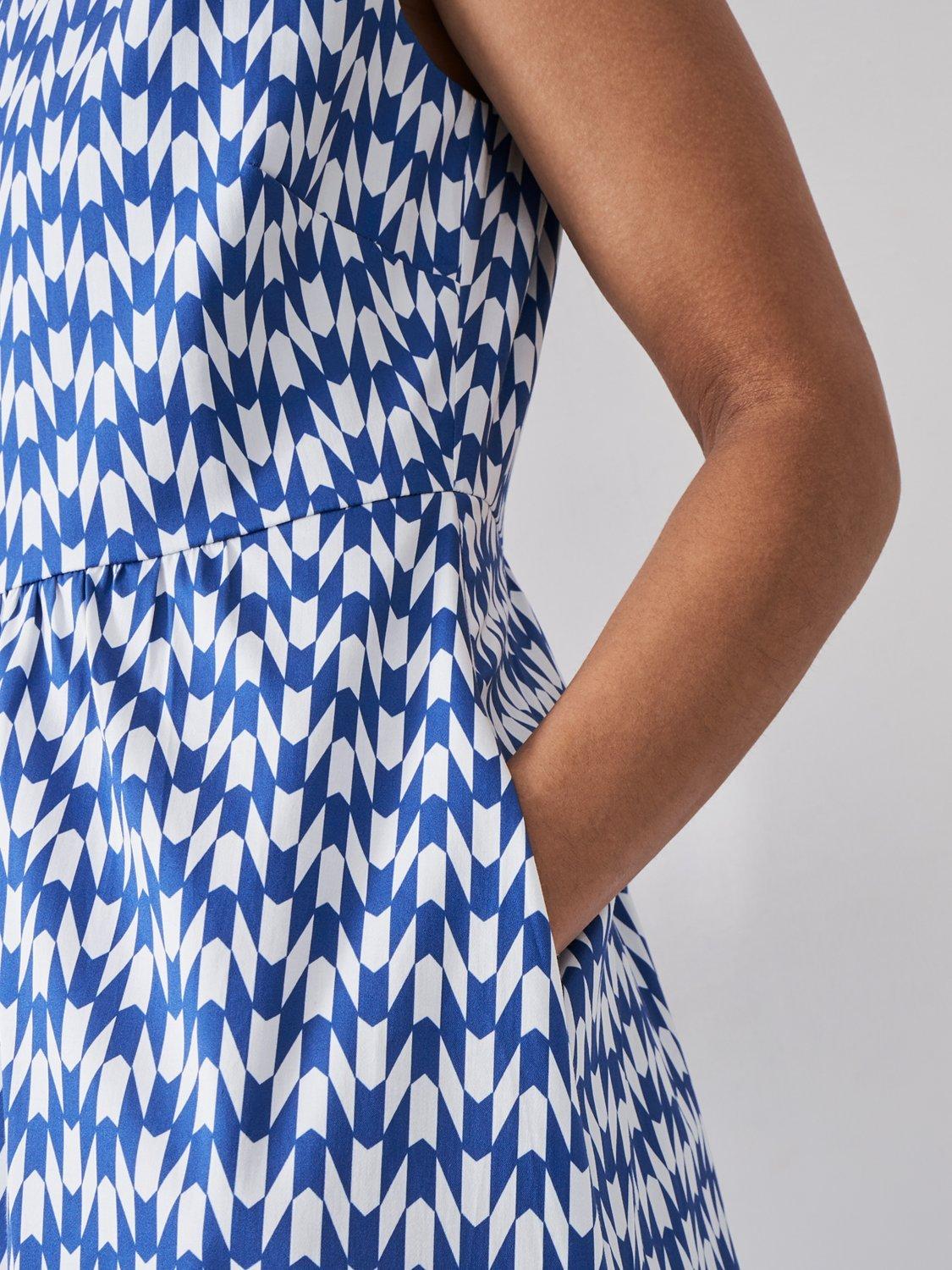 Product image 5 of 6, which shows Sleeveless Fit & Flare Dress, Dark Blue, 6
