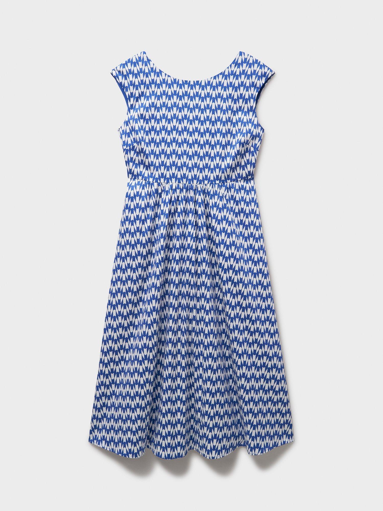 Product image 6 of 6, which shows Sleeveless Fit & Flare Dress, Dark Blue, 6