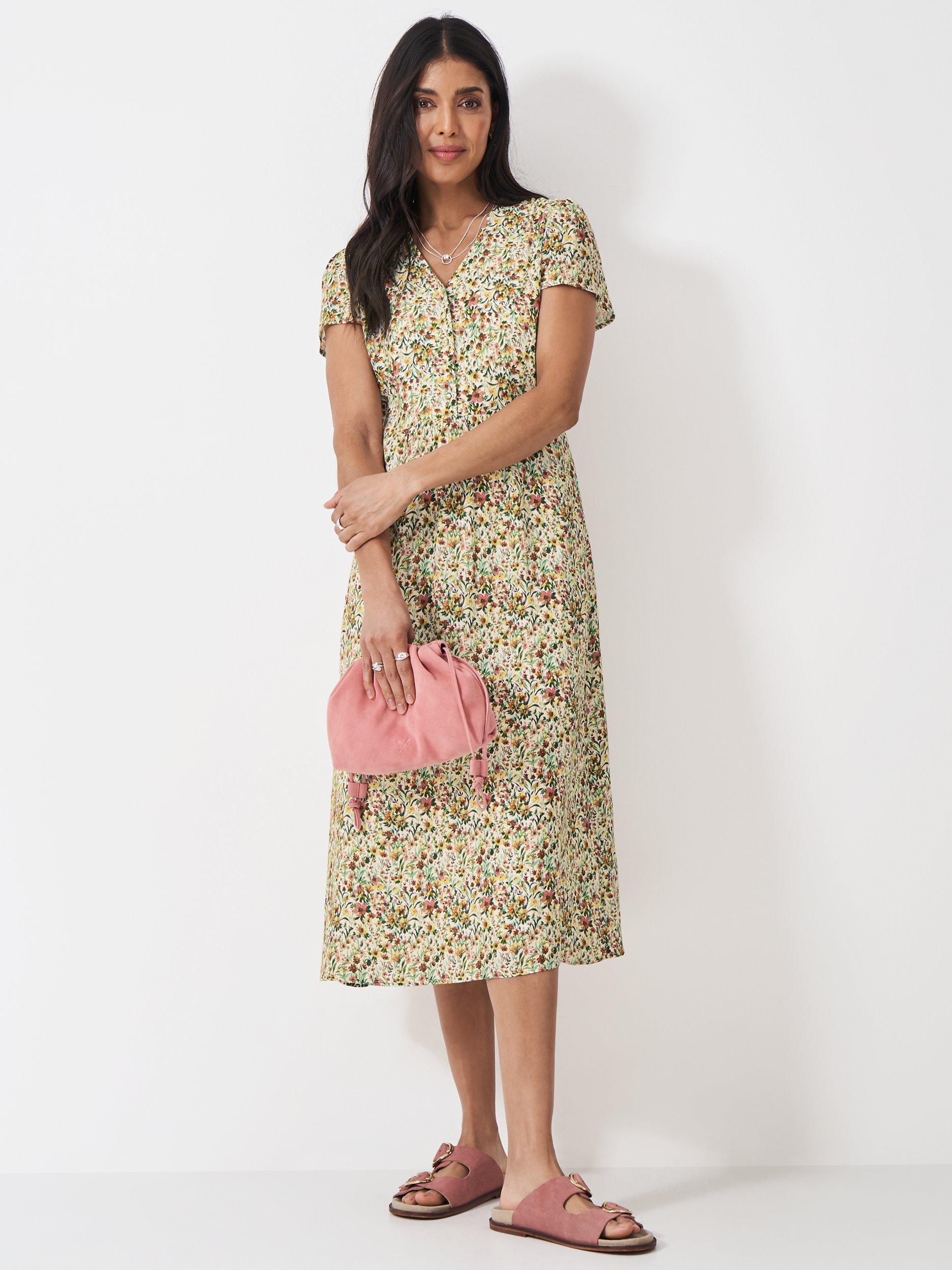 Product image 1 of 5, which shows Crew Clothing Etta Floral Tea Dress, Multi Pink, 6