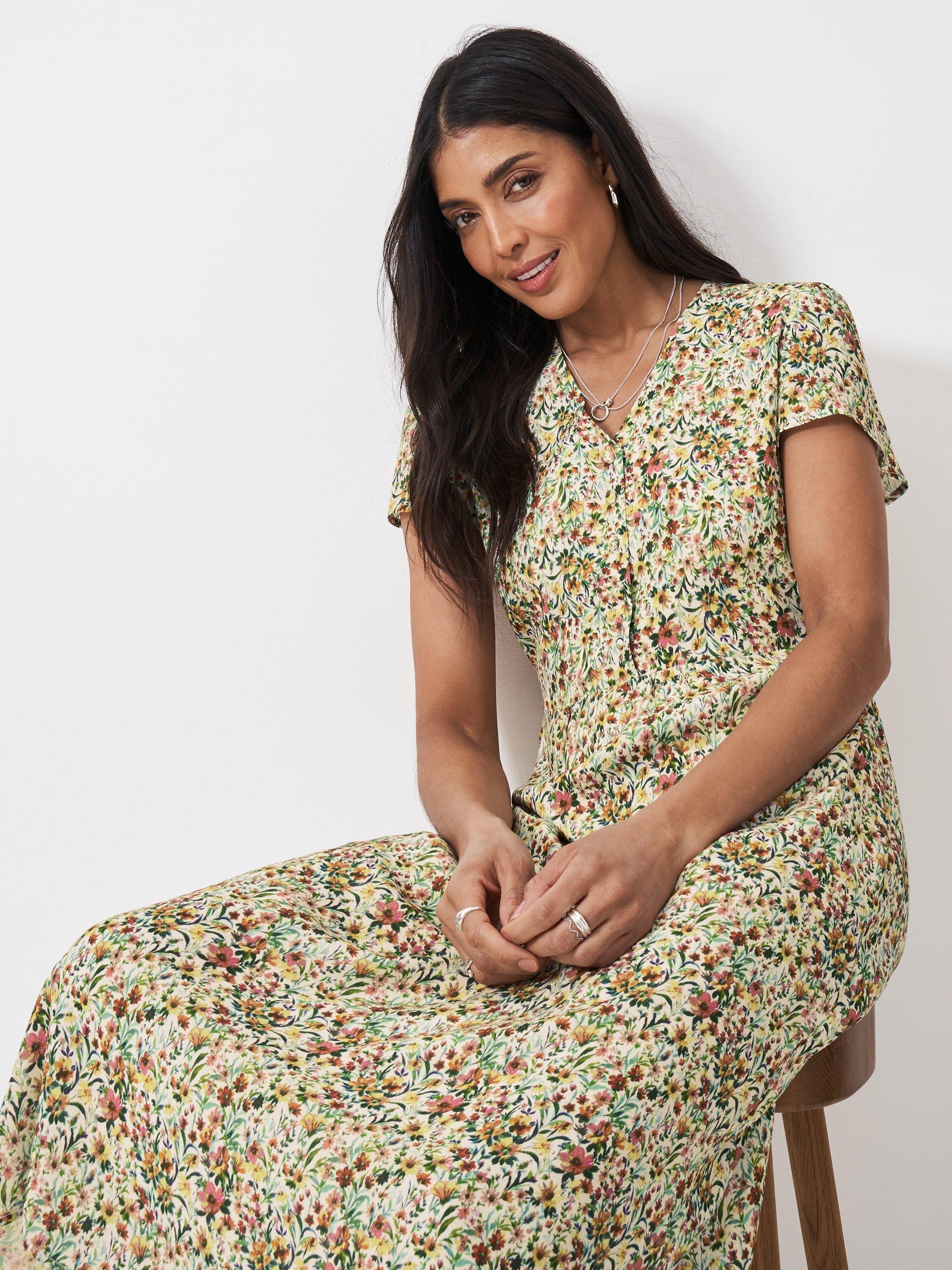 Product image 2 of 5, which shows Crew Clothing Etta Floral Tea Dress, Multi Pink, 6
