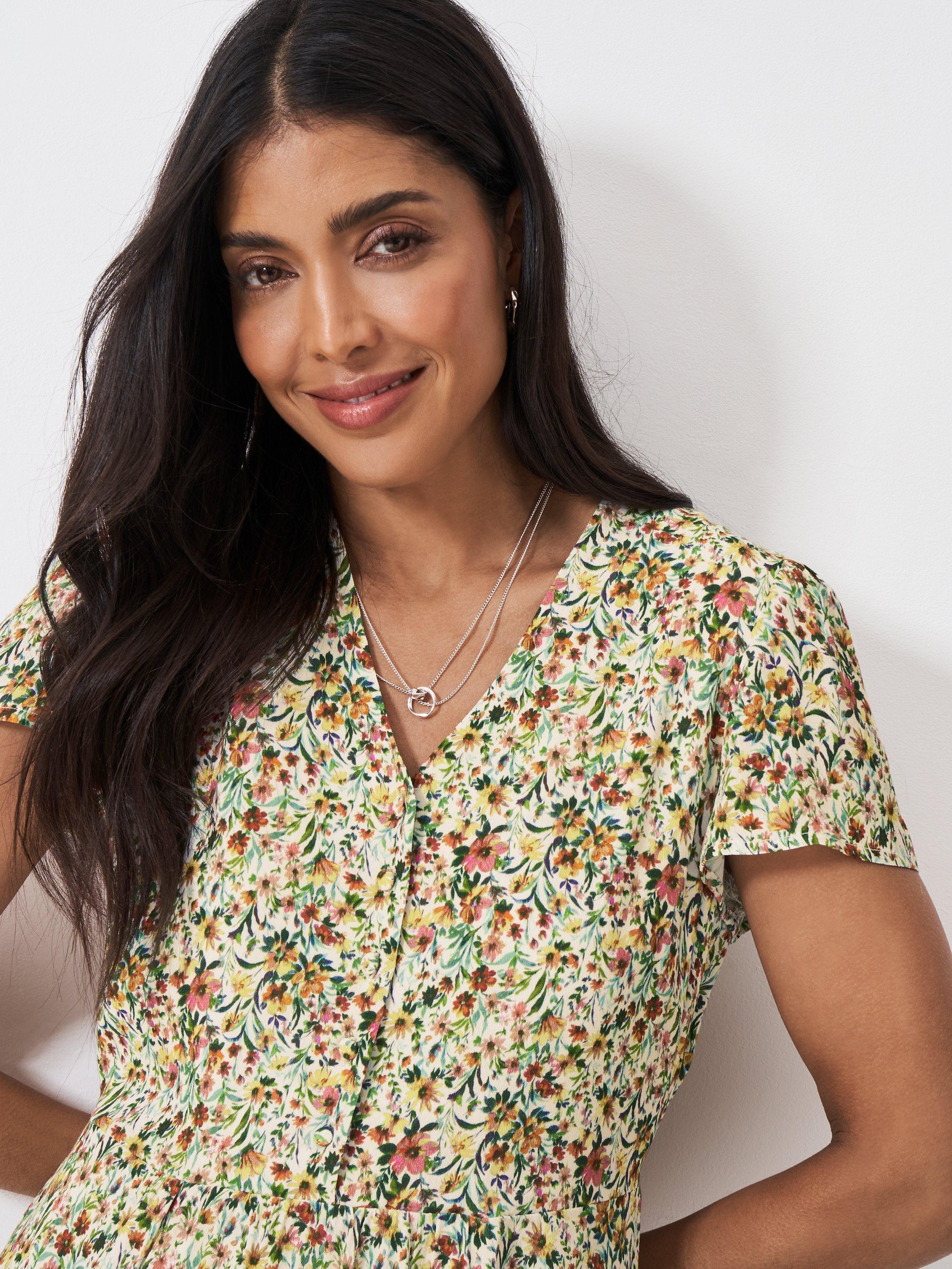 Product image 4 of 5, which shows Crew Clothing Etta Floral Tea Dress, Multi Pink, 6