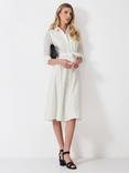 Crew Clothing Henley Broderie Anglaise Shirt Dress, White