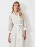 Crew Clothing Henley Broderie Anglaise Shirt Dress, White