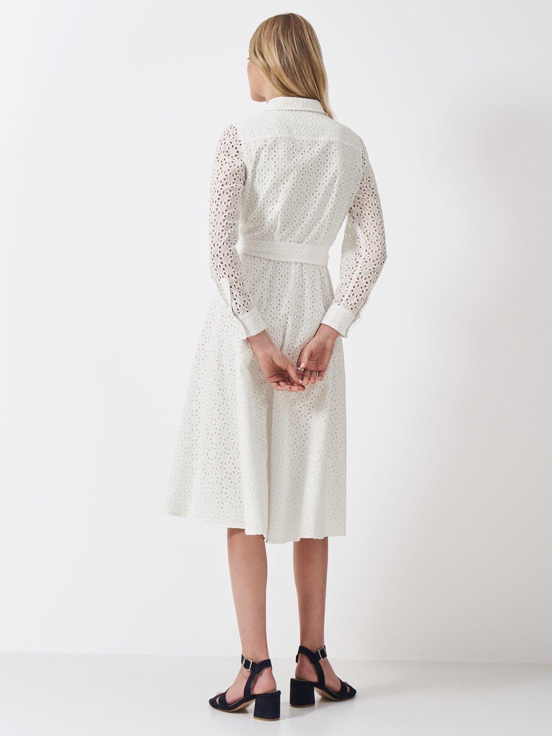 Product image 4 of 5, which shows Crew Clothing Broderie Shirt Dress, White, 6