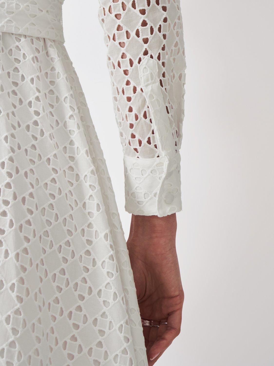 Product image 5 of 5, which shows Crew Clothing Broderie Shirt Dress, White, 6