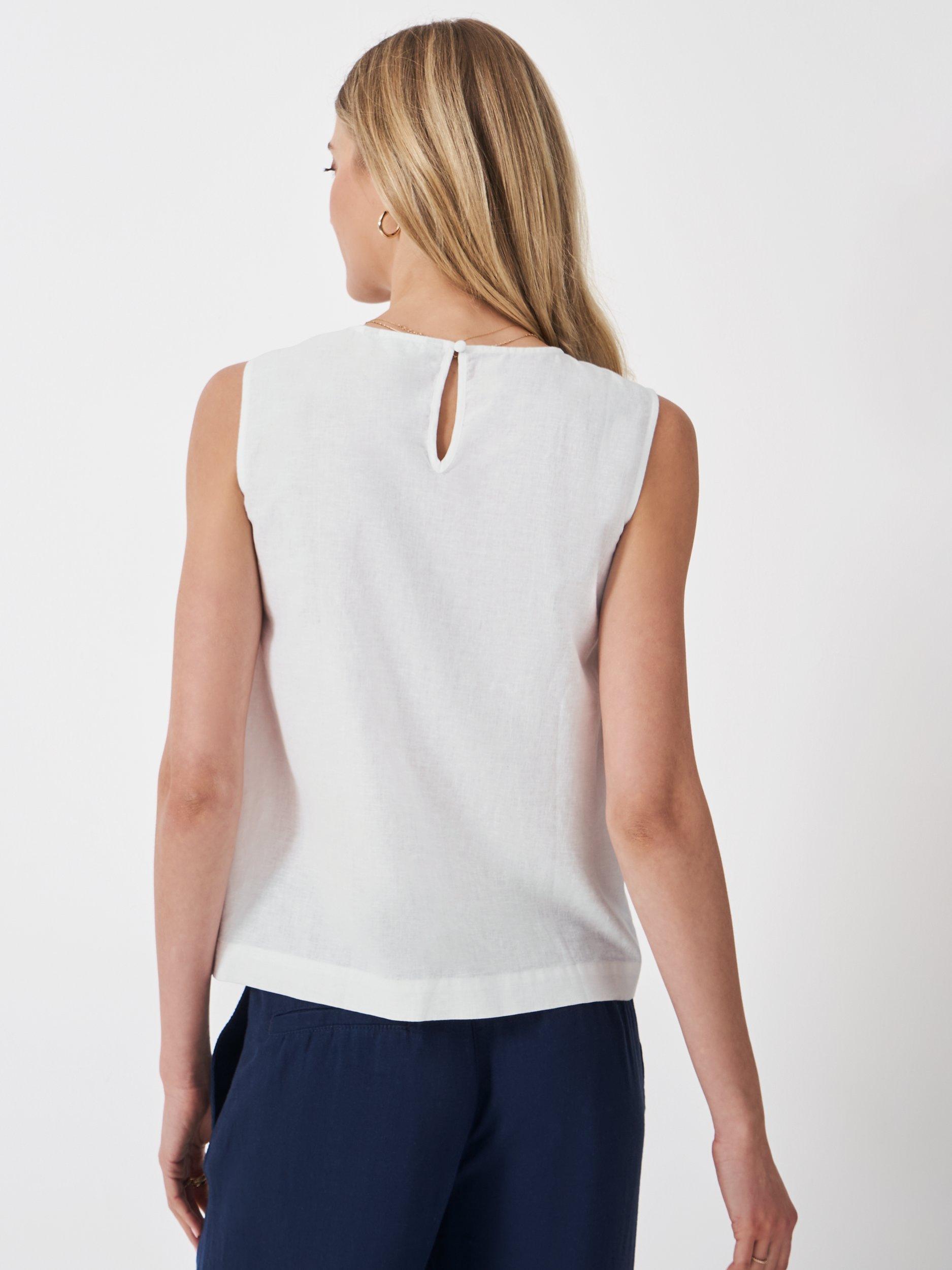 Product image 3 of 5, which shows Crew Clothing Estelle Linen Rich Sleeveless Top, White, 6