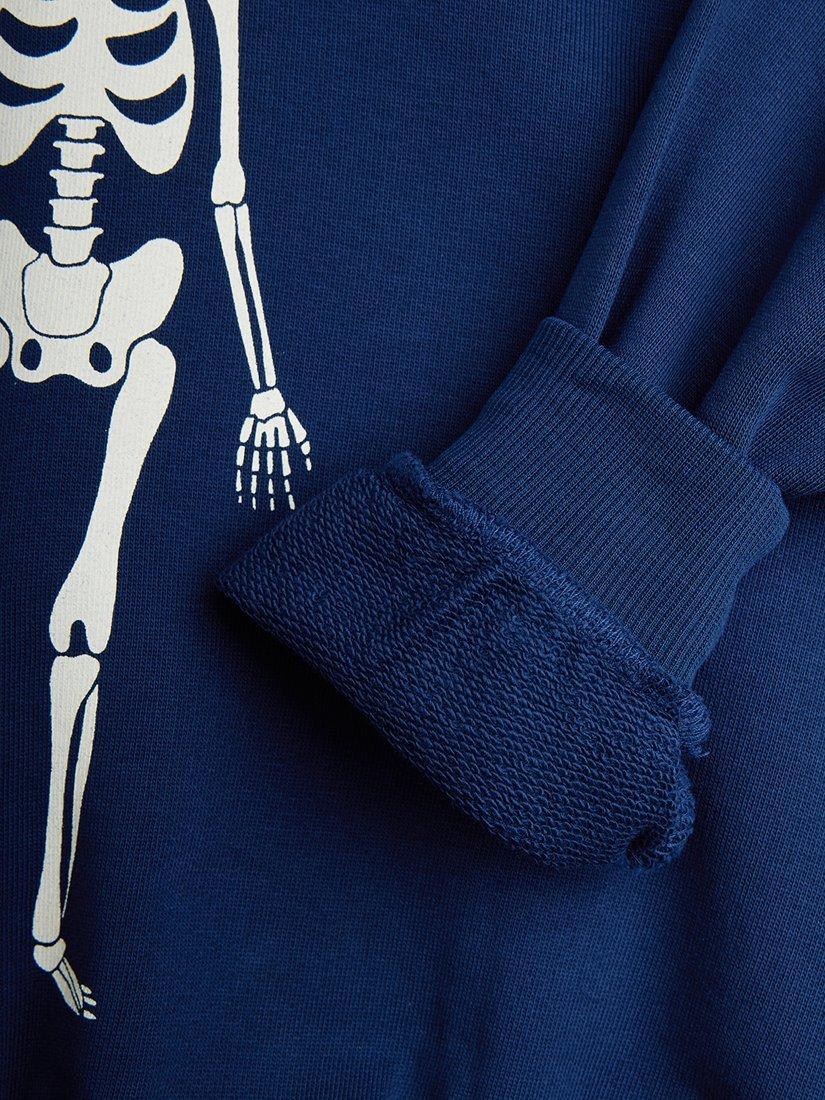 Product image 4 of 4, which shows Mini Rodini Kids' Skeleton Sweatshirt, Blue, 9-18 months