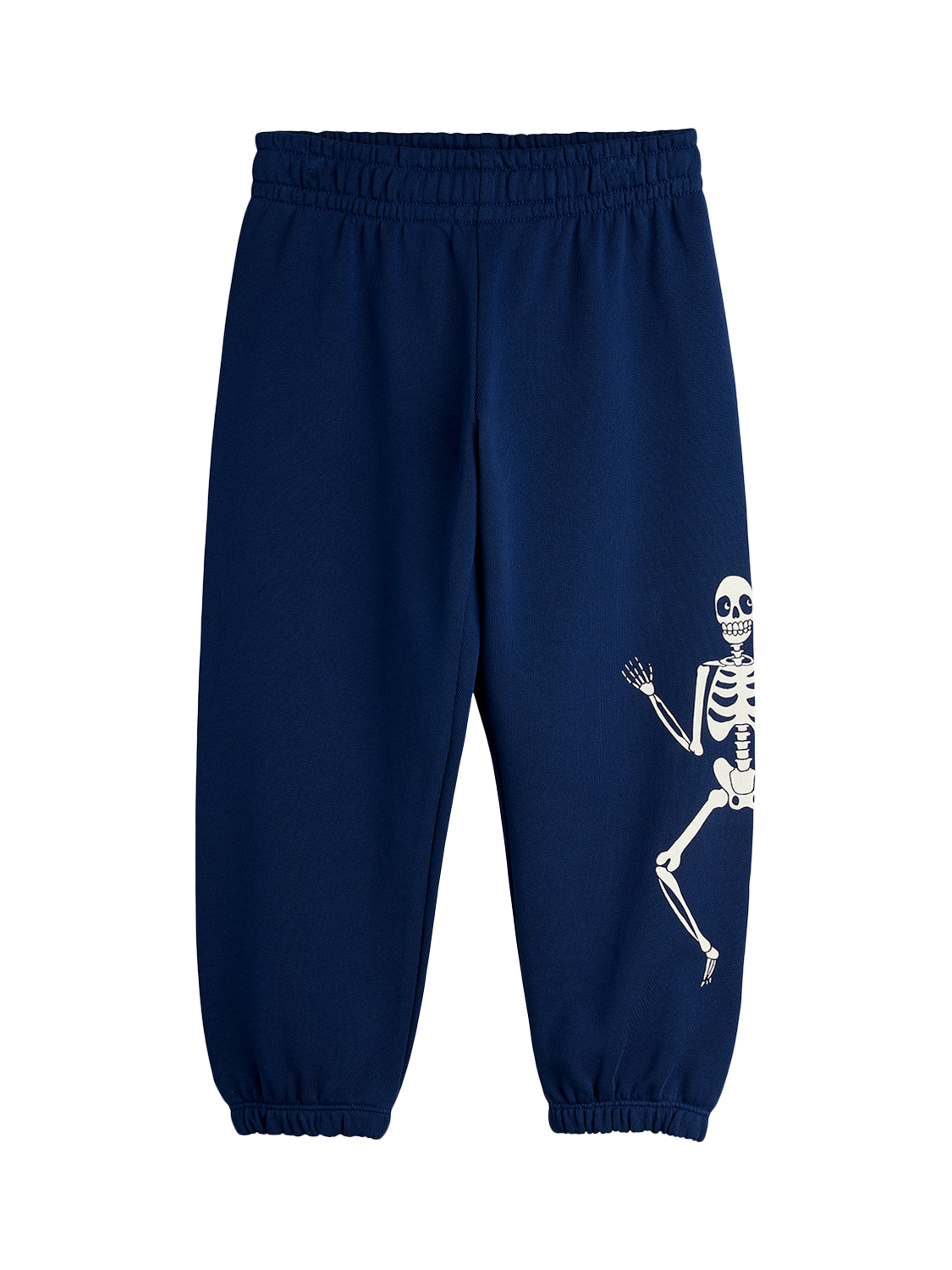 Product image 1 of 3, which shows Mini Rodini Kids' Skeleton Sweatpants, Blue, 9-18 months