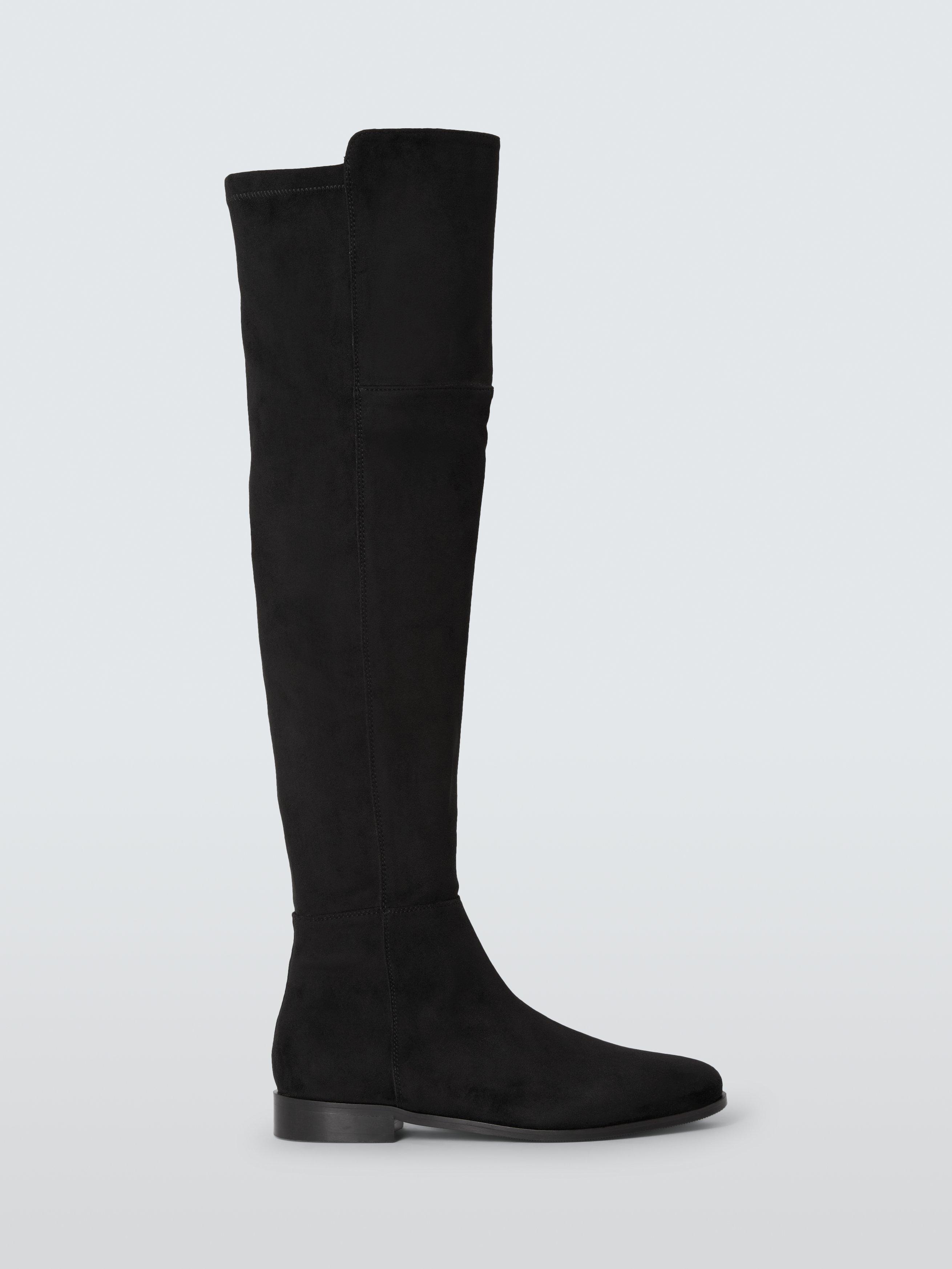 Product image 1 of 6, which shows John Lewis Thornton Microfibre Stretch Over The Knee Flat Riding Boots, Black, 3