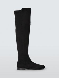 John Lewis Thornton Microfibre Stretch Over The Knee Flat Riding Boots, Black