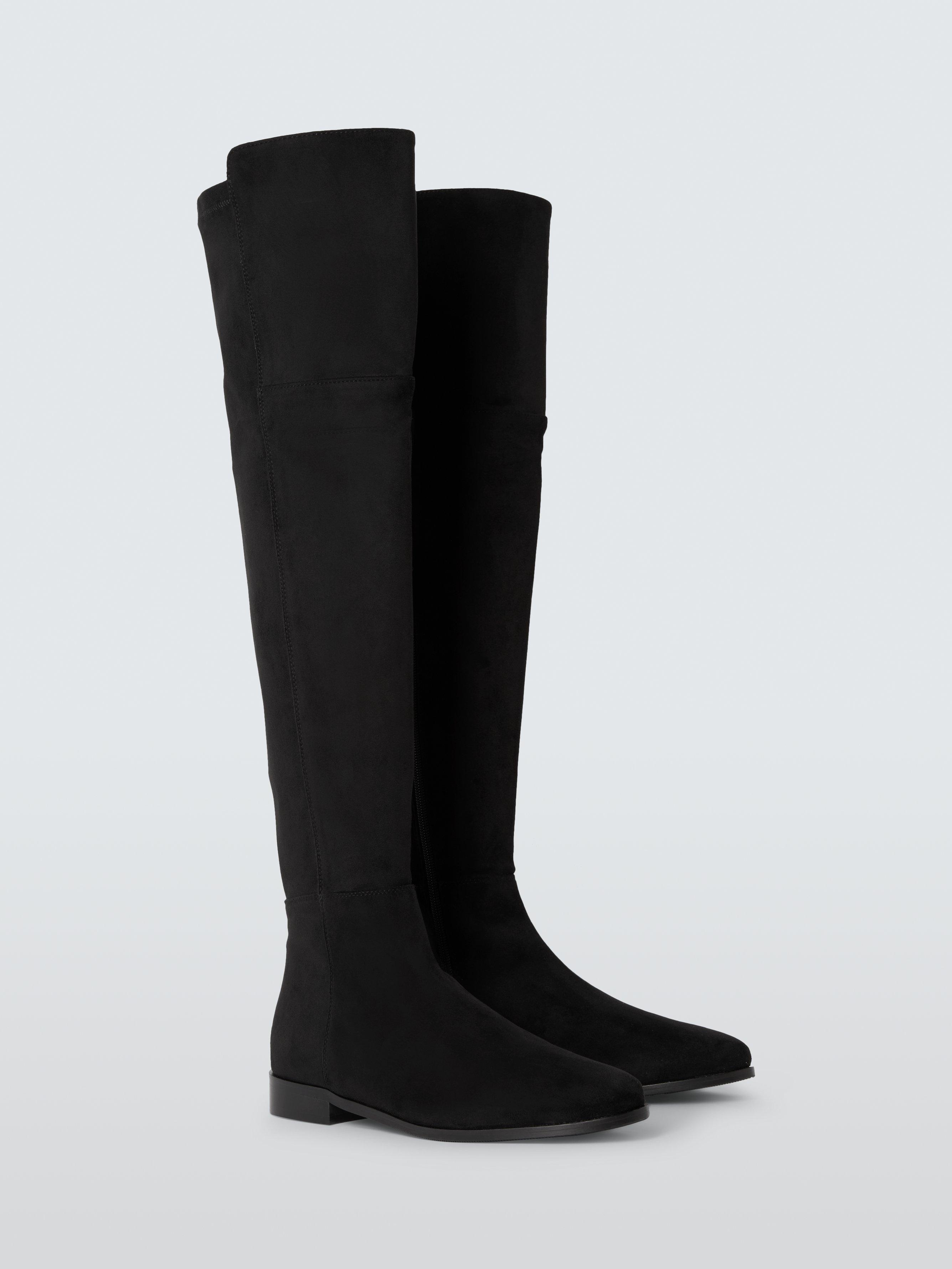 Product image 3 of 6, which shows John Lewis Thornton Microfibre Stretch Over The Knee Flat Riding Boots, Black, 3