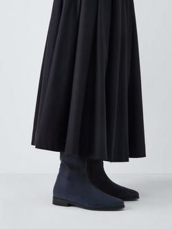 John Lewis Thornton Microfibre Stretch Over The Knee Flat Riding Boots - view 2, Navy