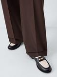 John Lewis Francis Leather Coin Hardware Penny Loafers, Black/White