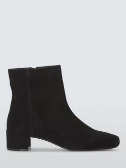 John Lewis Oak City Suede Zip Ankle Boots, Black, Black