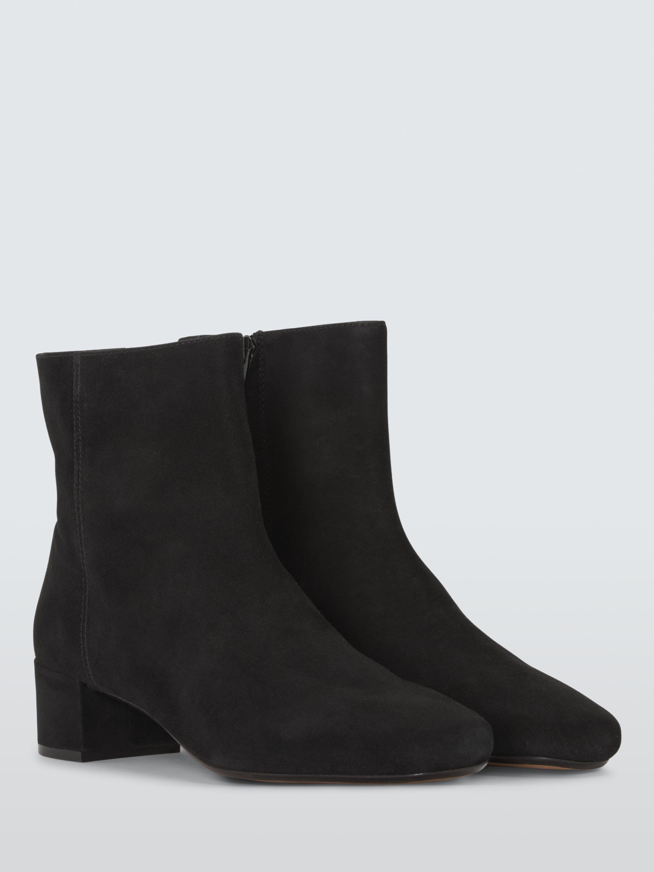 Product image 3 of 6, which shows John Lewis Oak City Suede Zip Ankle Boots, Black, 3