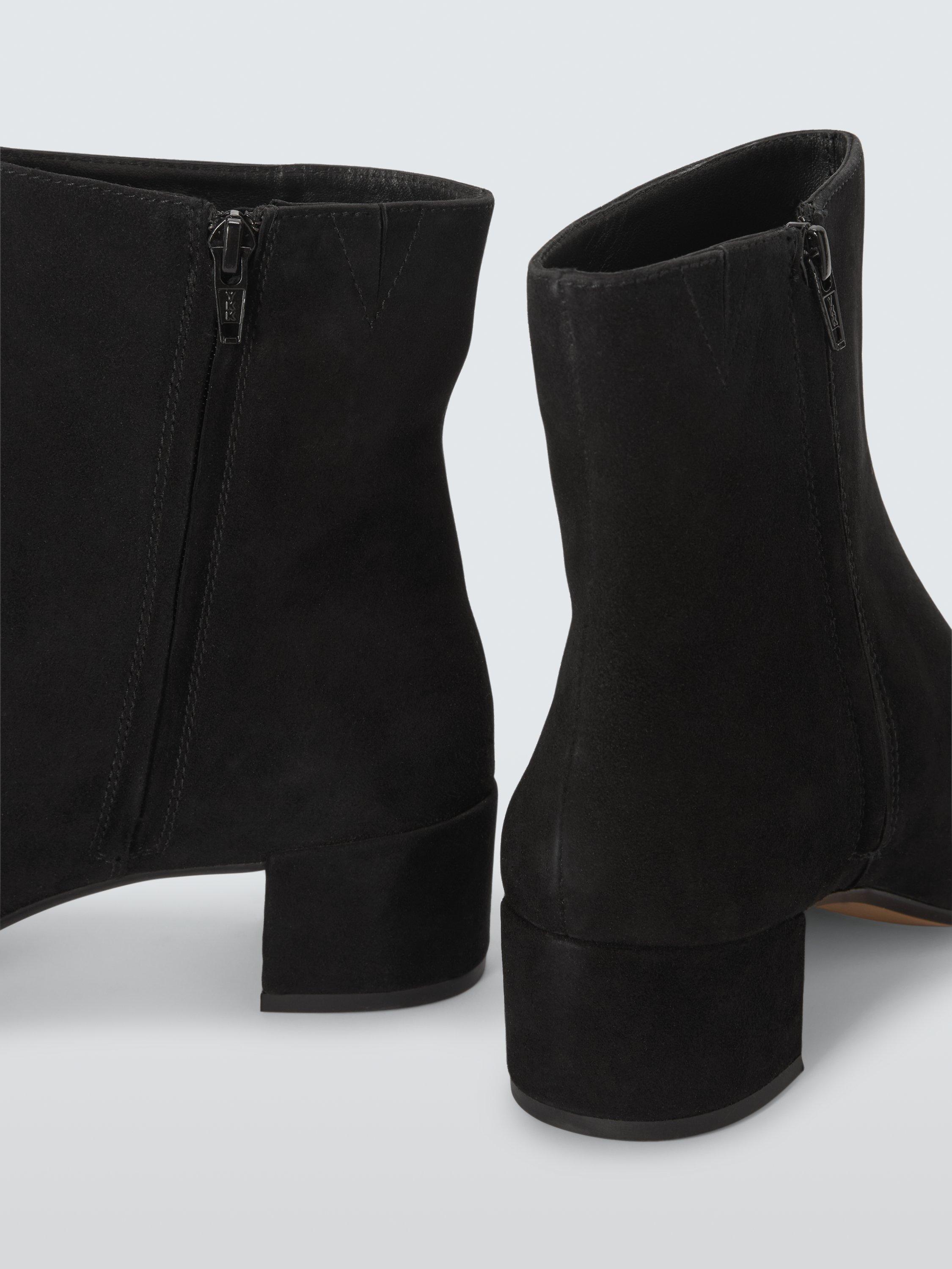 Product image 4 of 6, which shows John Lewis Oak City Suede Zip Ankle Boots, Black, 3
