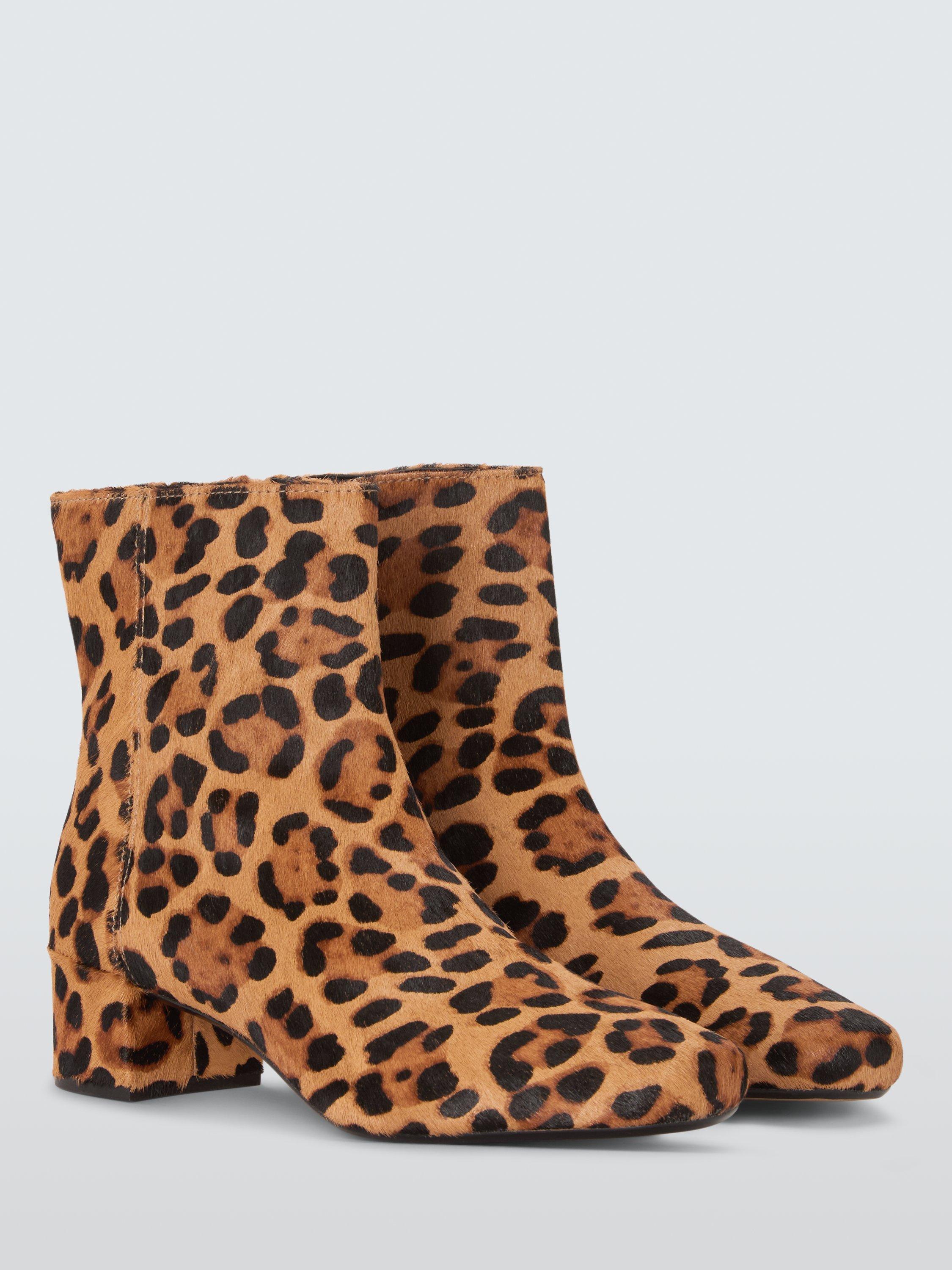 Product image 3 of 6, which shows John Lewis Oak City Leopard Print Zip Ankle Boots, Tan/Multi, 3