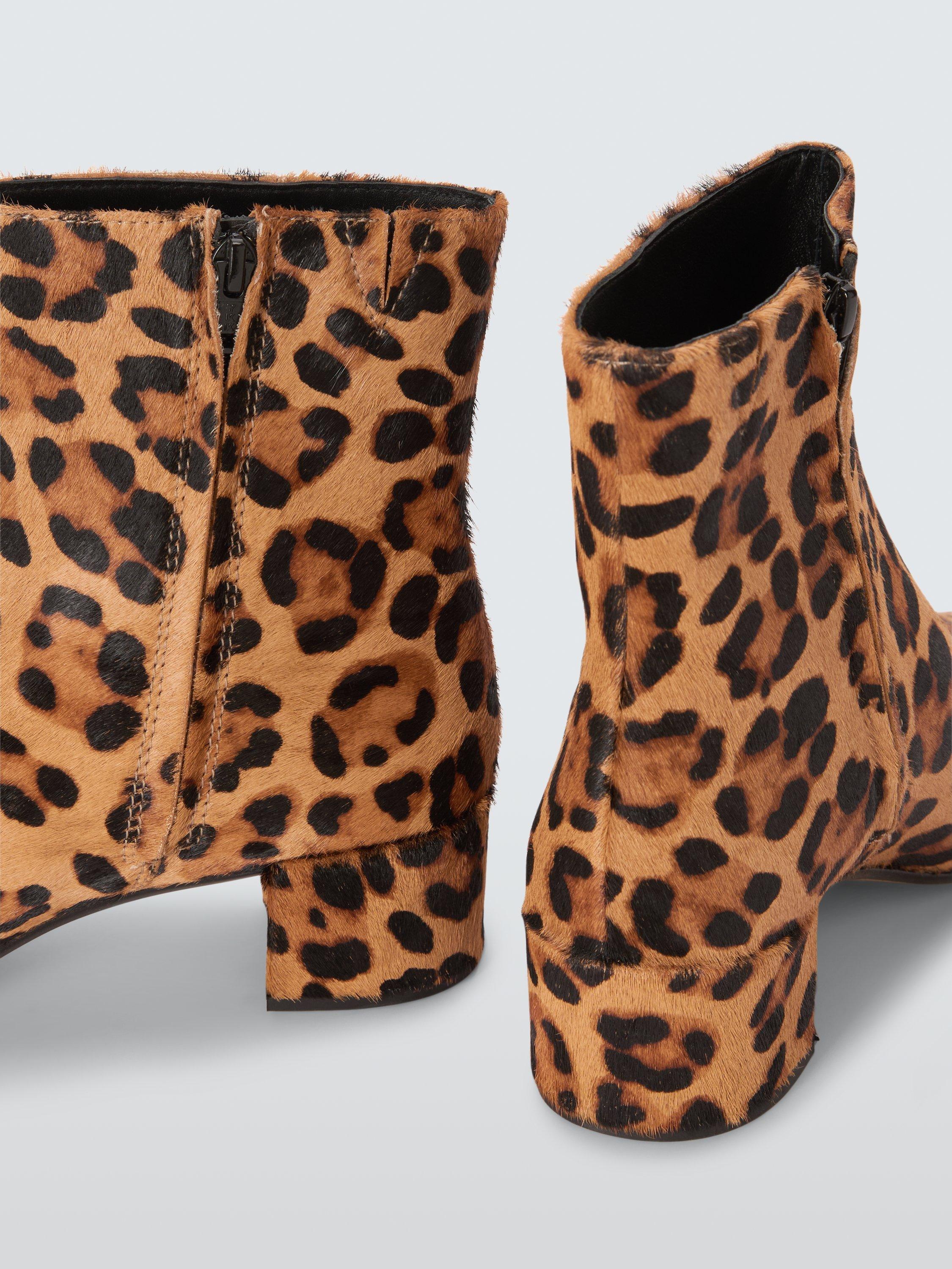 Product image 4 of 6, which shows John Lewis Oak City Leopard Print Zip Ankle Boots, Tan/Multi, 3
