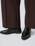 John Lewis Pew Leather Flat Pointed Ankle Boots, Black
