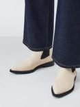 John Lewis Pew Leather Flat Pointed Ankle Boots, Off White