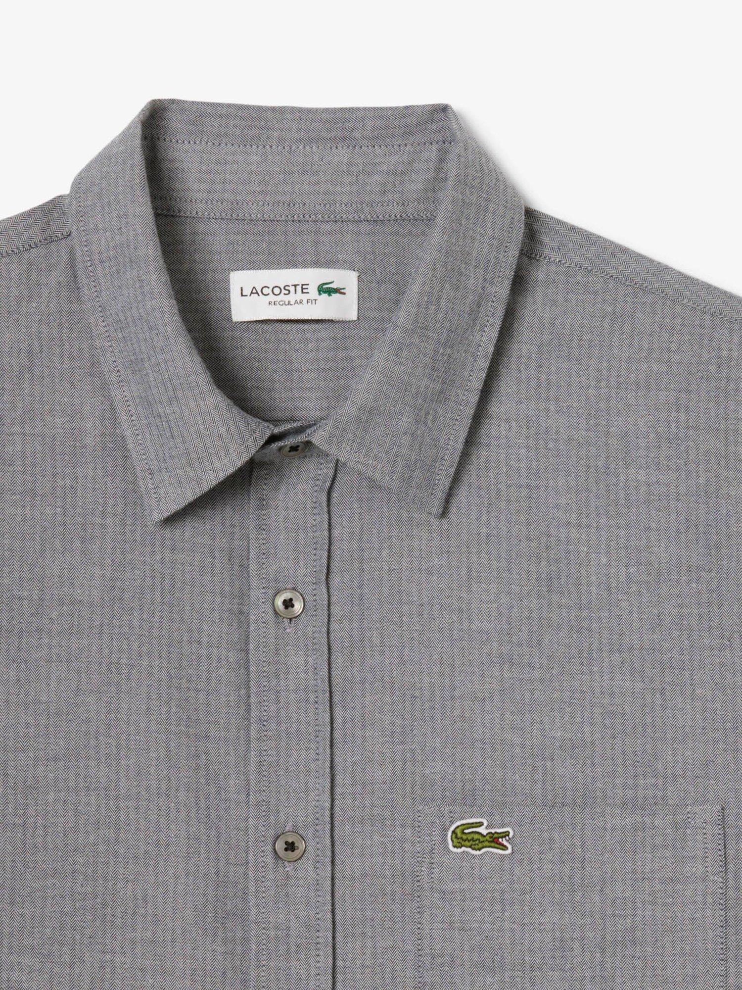 Product image 2 of 3, which shows Lacoste Cotton Long Sleeve Button Shirt, Navy Blue/Flour, M
