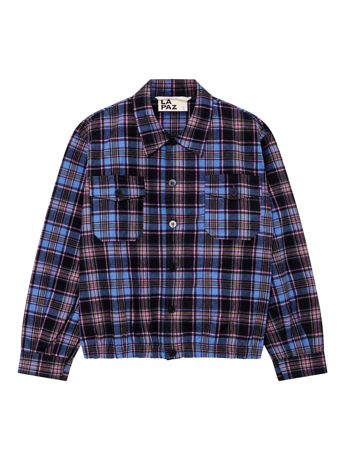Product image 1 of 6, which shows La Paz Silva Check Cotton Overshirt, Bubble Checks, M