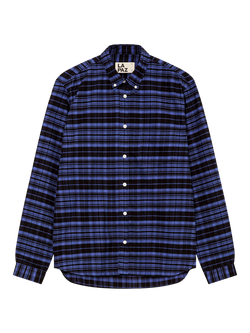 La Paz Branco Cotton Check Long Sleeve Shirt, Black Blue Checks