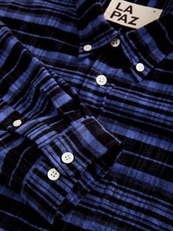 La Paz Branco Cotton Check Long Sleeve Shirt - view 2, Black Blue Checks