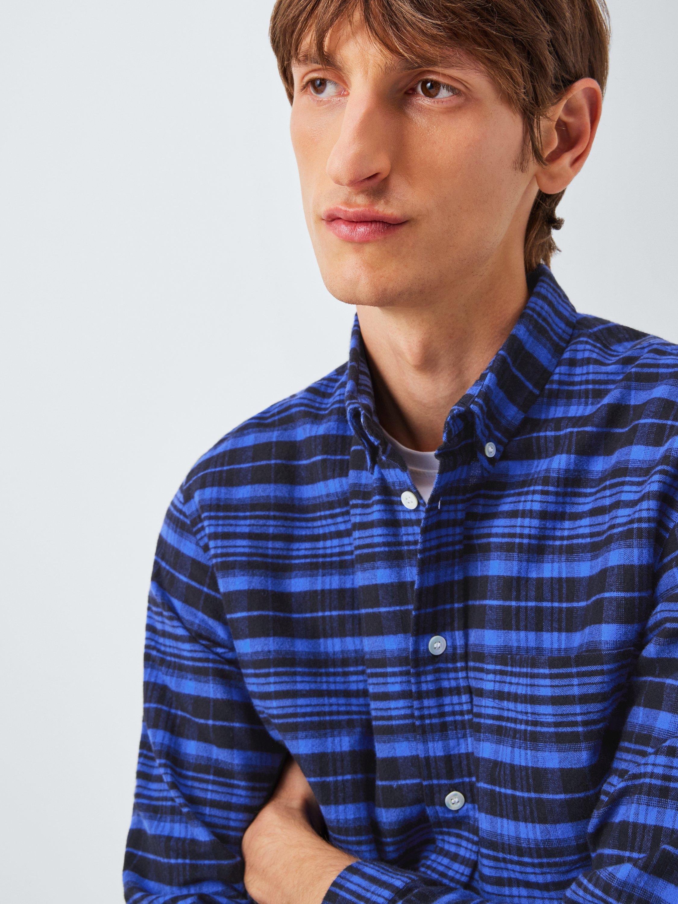 Product image 5 of 6, which shows La Paz Branco Cotton Check Long Sleeve Shirt, Black Blue Checks, S
